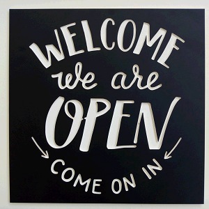 Signage CNC Welcome Open
